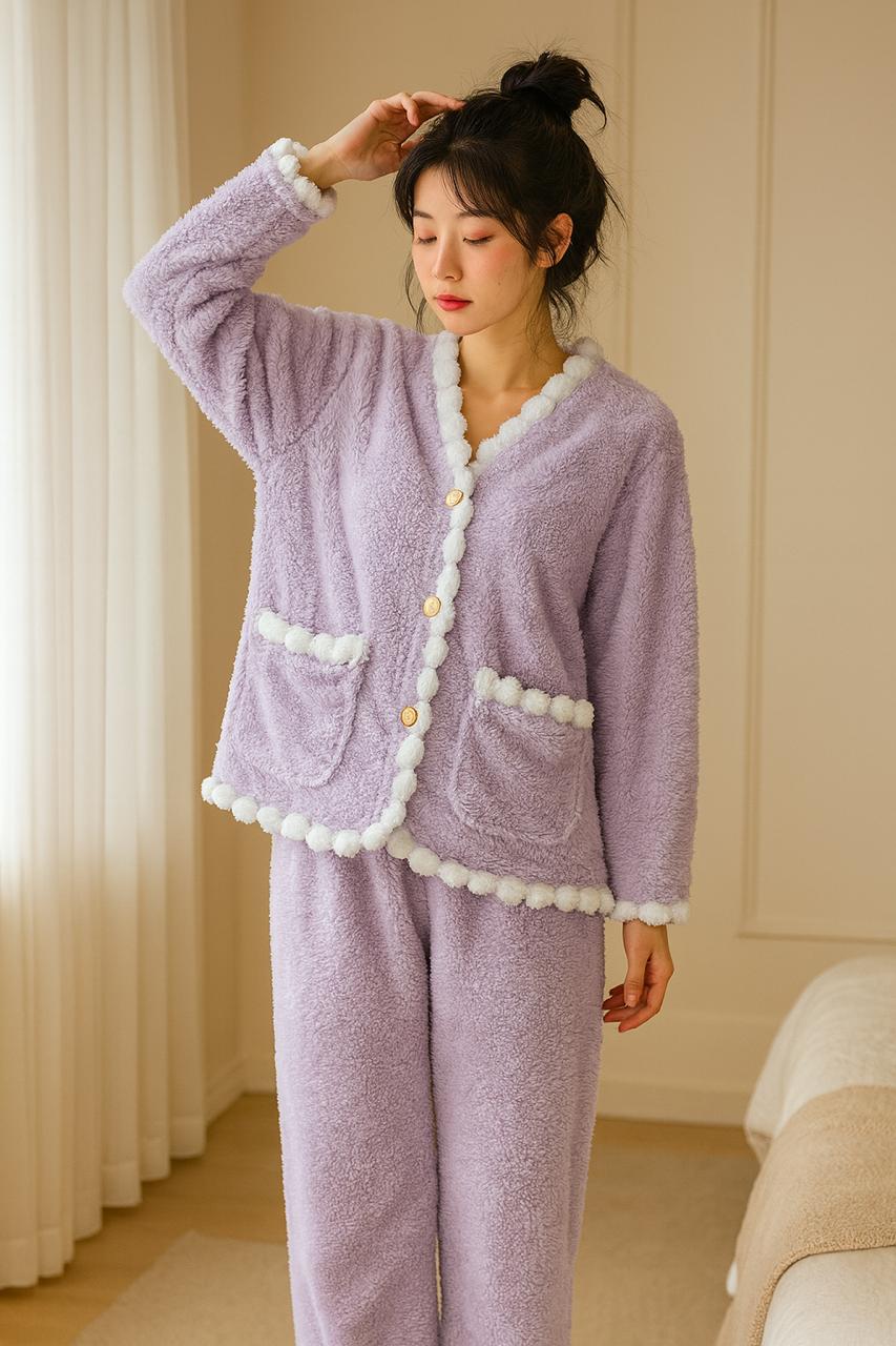 Women’s Cozy Fleece Sleepwear Set – Lavender Dream | Veloura’s Secret