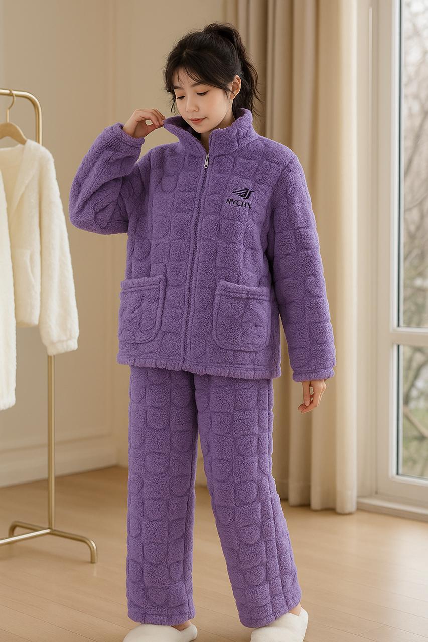 Women’s Quilted Fleece Sleepwear Set – Lavender | Veloura’s Secret